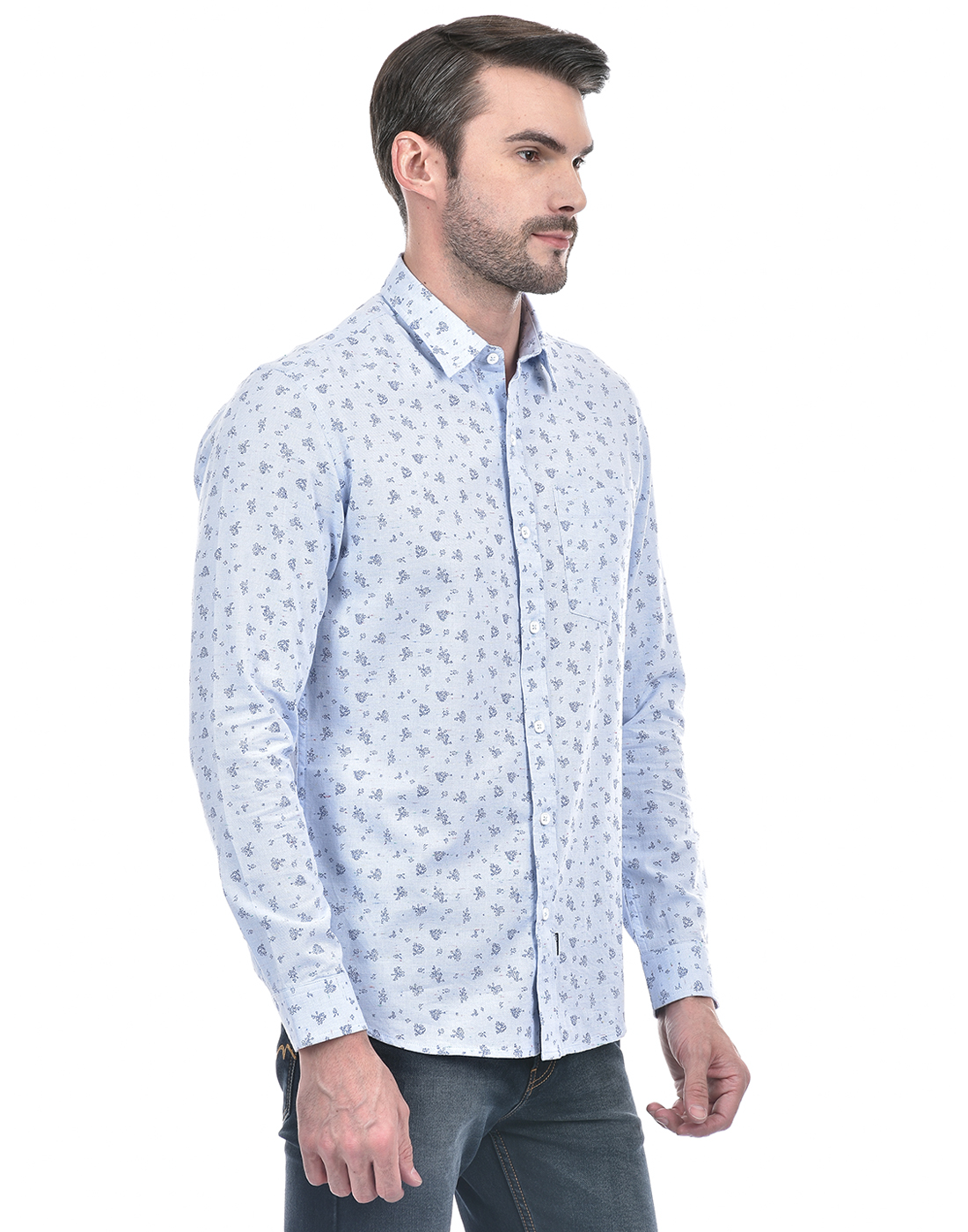 Numero Uno Men Abstract Blue Shirt